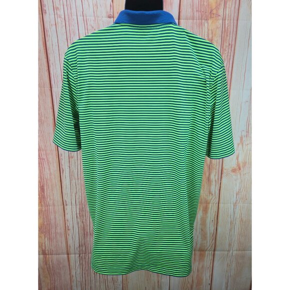 Vineyard Vines Mens Green & Blue Striped Polo Shirt Large Whale Logo - Picture 2 of 7